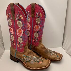 Womens Size 10M Macie Bean Rose Garden Cowgirl Cowboy Western Square Toe Boots